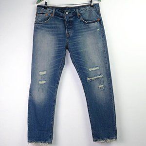 Levis 501 CT Men's Stone Washed Distressed Jeans